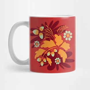 Folk floral art print  Flowers abstract art  poster Mug